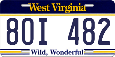 WV license plate 8OI482