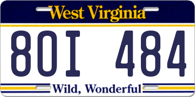 WV license plate 8OI484