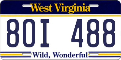 WV license plate 8OI488
