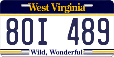 WV license plate 8OI489