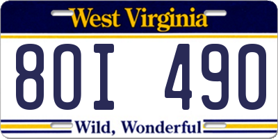 WV license plate 8OI490