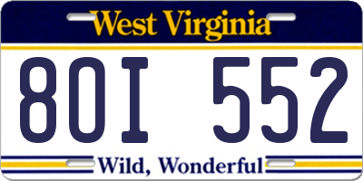 WV license plate 8OI552