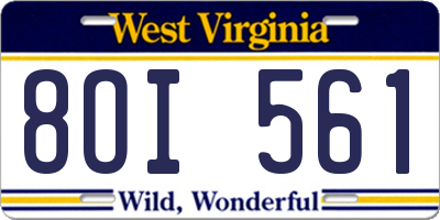 WV license plate 8OI561