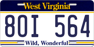 WV license plate 8OI564