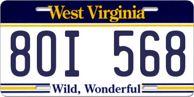 WV license plate 8OI568