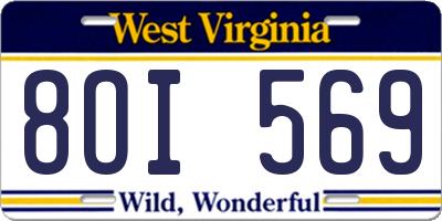 WV license plate 8OI569