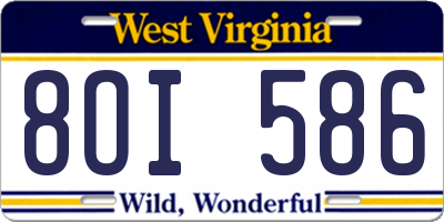 WV license plate 8OI586
