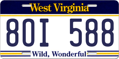 WV license plate 8OI588