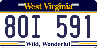 WV license plate 8OI591