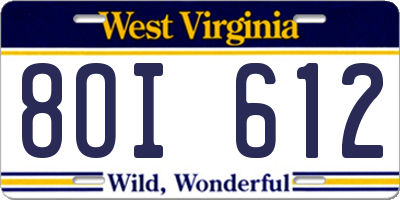 WV license plate 8OI612