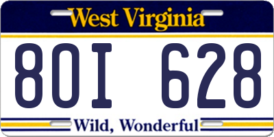 WV license plate 8OI628