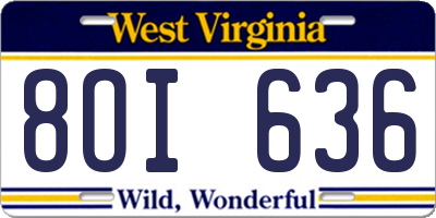 WV license plate 8OI636