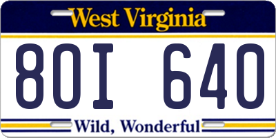 WV license plate 8OI640