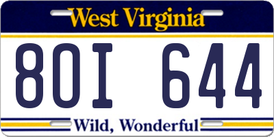 WV license plate 8OI644