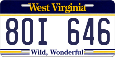 WV license plate 8OI646