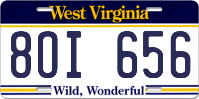 WV license plate 8OI656
