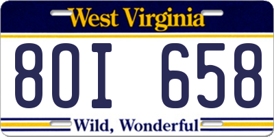 WV license plate 8OI658