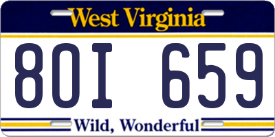 WV license plate 8OI659