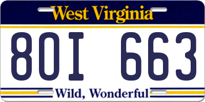WV license plate 8OI663