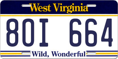 WV license plate 8OI664