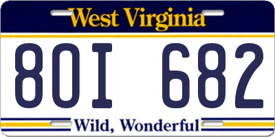 WV license plate 8OI682