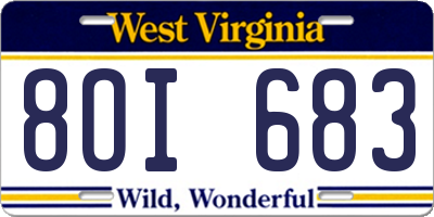 WV license plate 8OI683