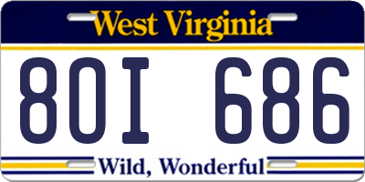 WV license plate 8OI686