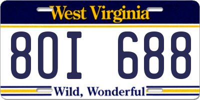 WV license plate 8OI688