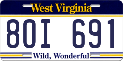 WV license plate 8OI691