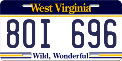 WV license plate 8OI696