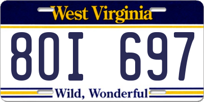 WV license plate 8OI697