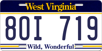 WV license plate 8OI719