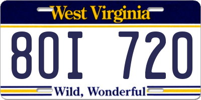 WV license plate 8OI720