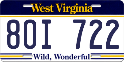 WV license plate 8OI722