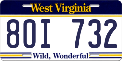 WV license plate 8OI732