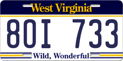 WV license plate 8OI733