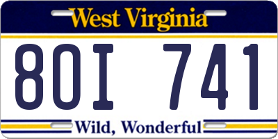 WV license plate 8OI741