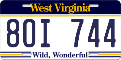 WV license plate 8OI744