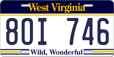 WV license plate 8OI746