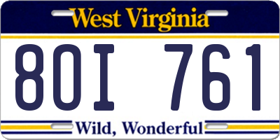 WV license plate 8OI761