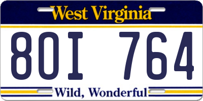 WV license plate 8OI764