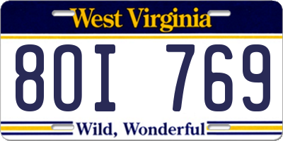 WV license plate 8OI769