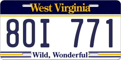 WV license plate 8OI771