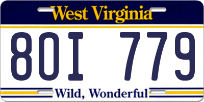 WV license plate 8OI779