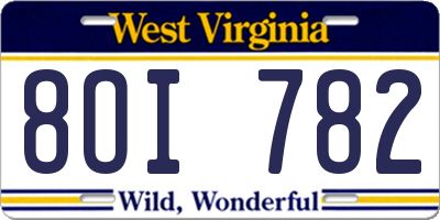 WV license plate 8OI782