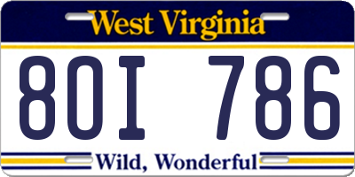 WV license plate 8OI786