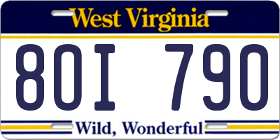WV license plate 8OI790