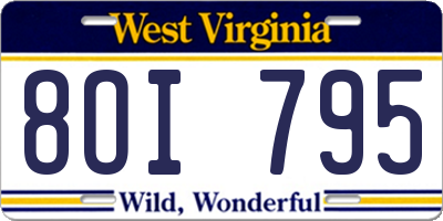 WV license plate 8OI795