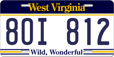 WV license plate 8OI812