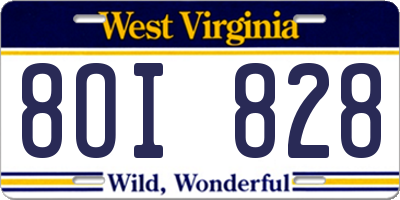WV license plate 8OI828